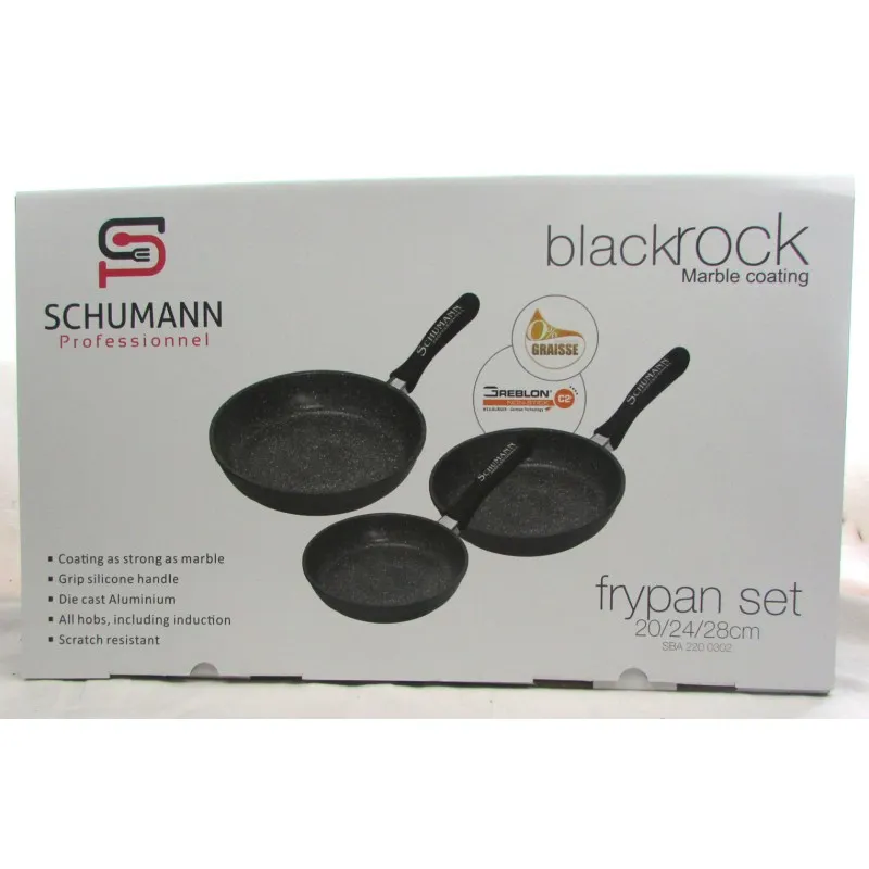 3 poêles 20/24/28 cm et grill, Schumann professionnel