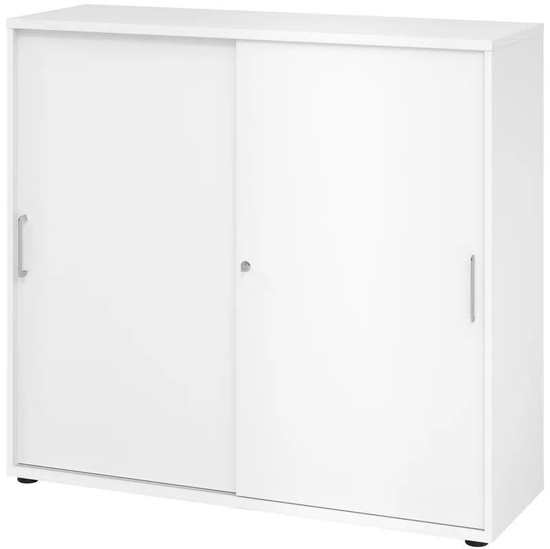 armoire à portes coulissantes Tarys, 3 hauteurs de classeur, blanc