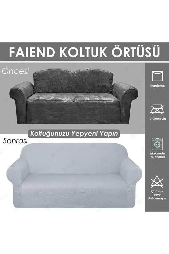 balpetei 3 kiilik vizon lastikli kanepe rtüsü | lastikli koltuk rtüsü | koltuk kilifi