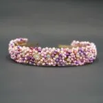 Bandeau cheveux de mariage couleur gris avec des perles et Diamonds 