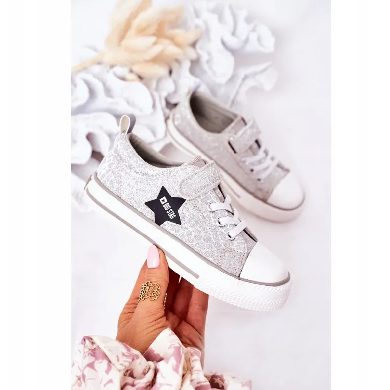 Big Star HH374025 Silver Kids Velcro Sneakers