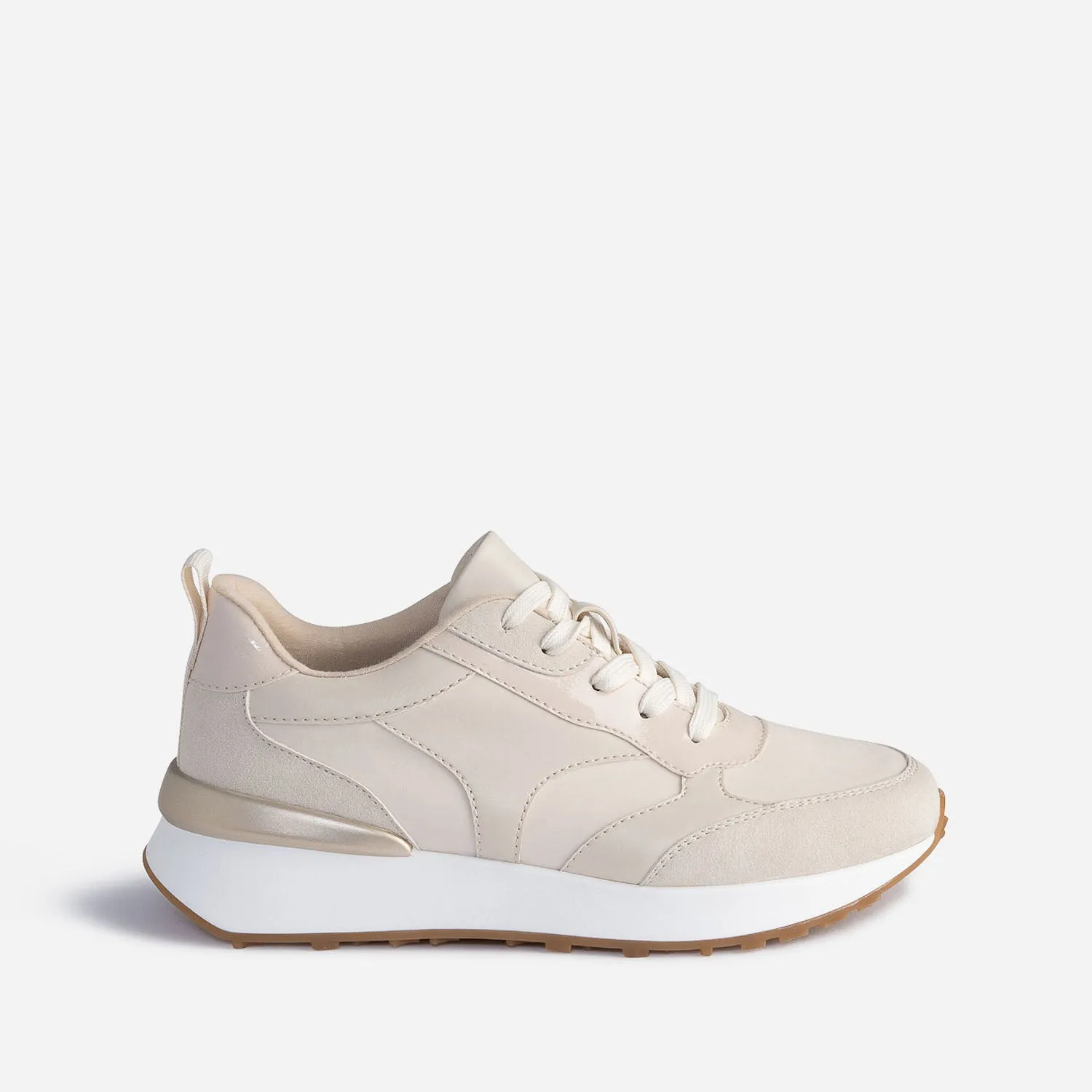 Beige Tennis Shoes with Glossy Details - Women's Sneakers | ERAM