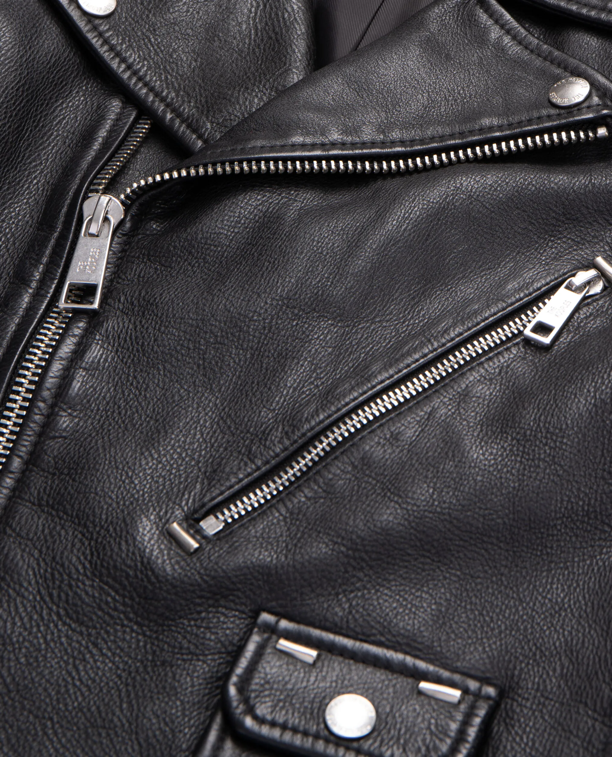 Black leather biker jacket with studs