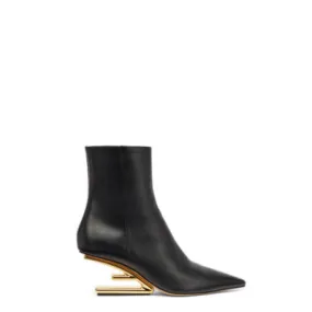 Black leather mid-heel ankle boots by Fendi