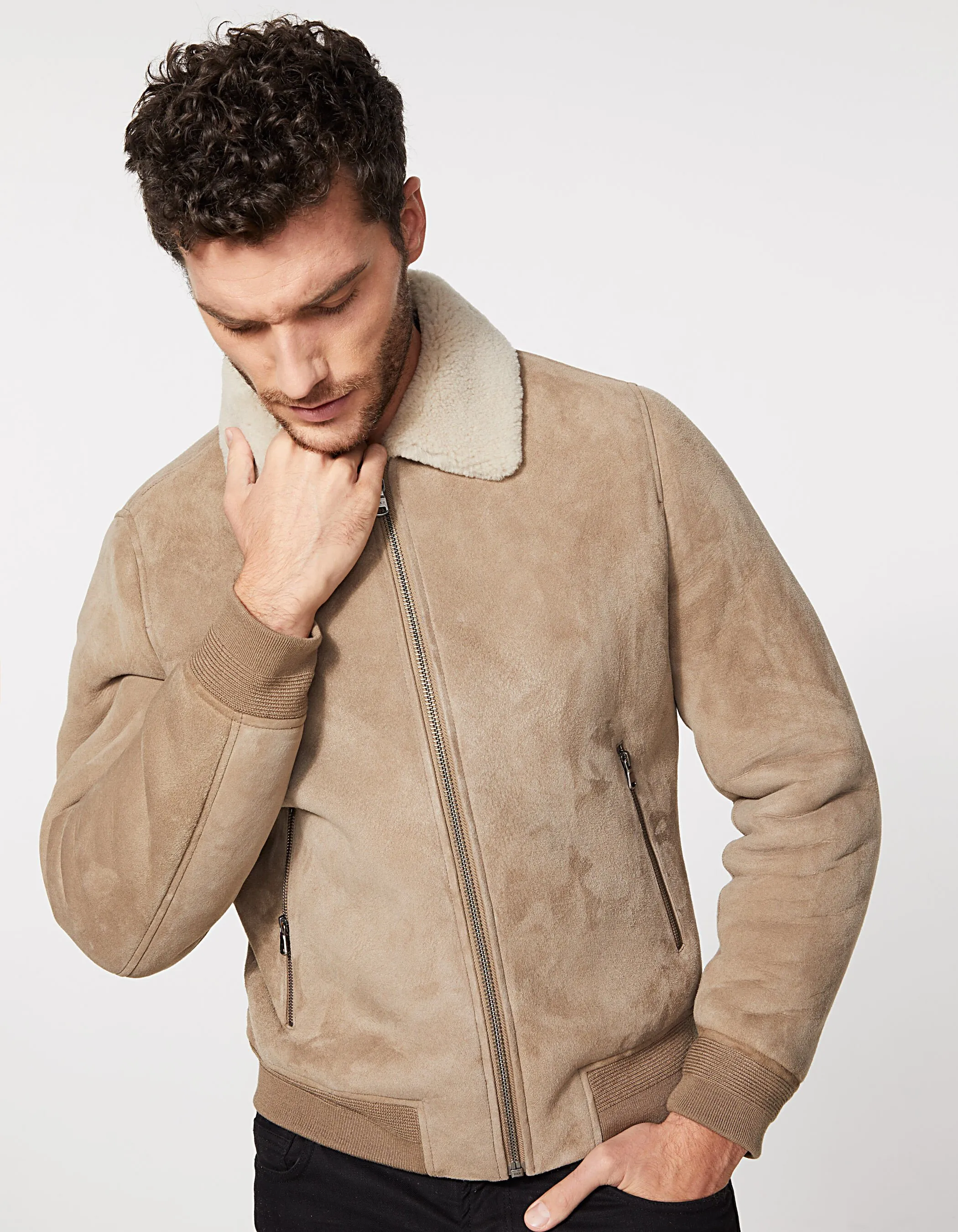 Men's Reversible Mink Leather Bomber Jacket