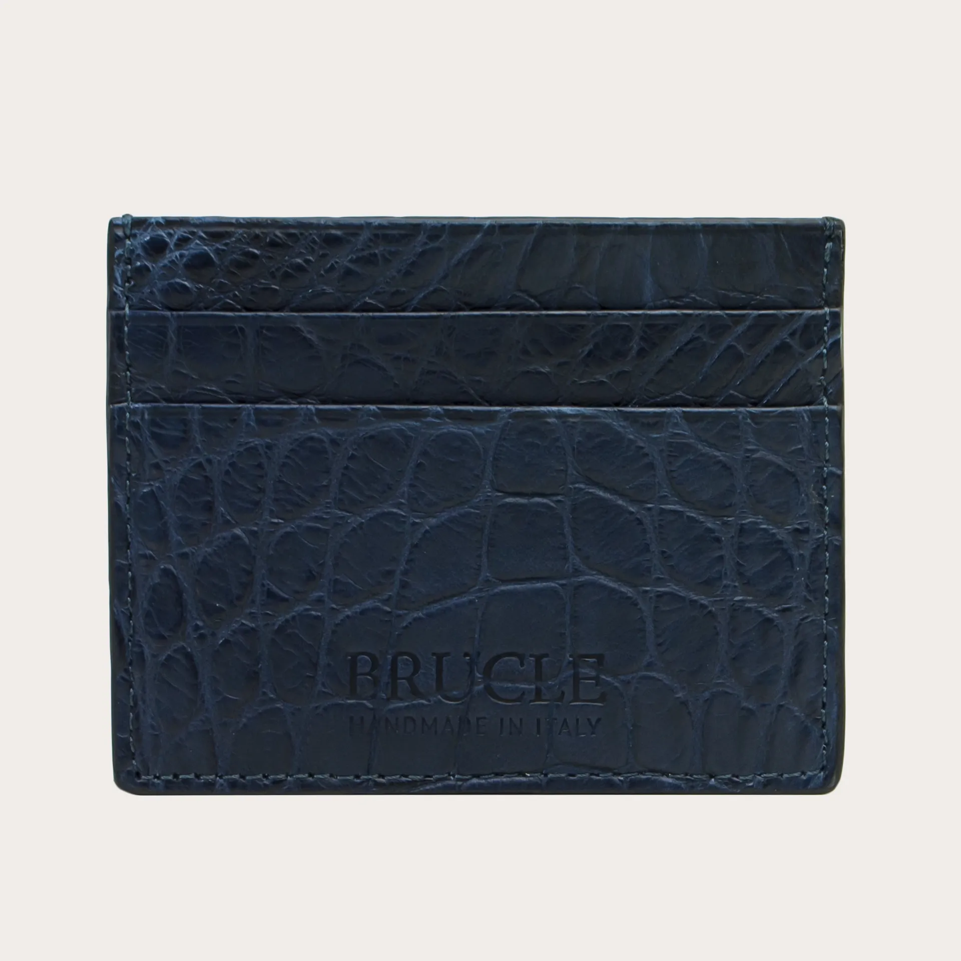Blue Genuine Crocodile Leather Credit Card Holder