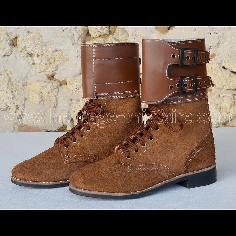 Boots combat US M43 WWII aspect cuir foncé