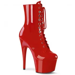 Bottines pole dance rouges vernis à lacets grande pointure du 35 au 44