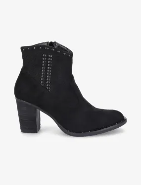 Bottines style santiag en suédine - Noir