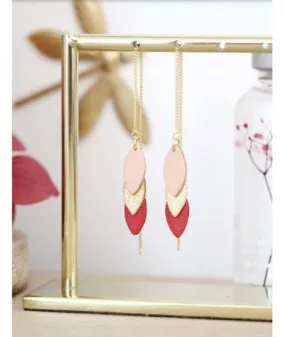 Boucles d'oreilles en cuir recyclé Volta - Framboise