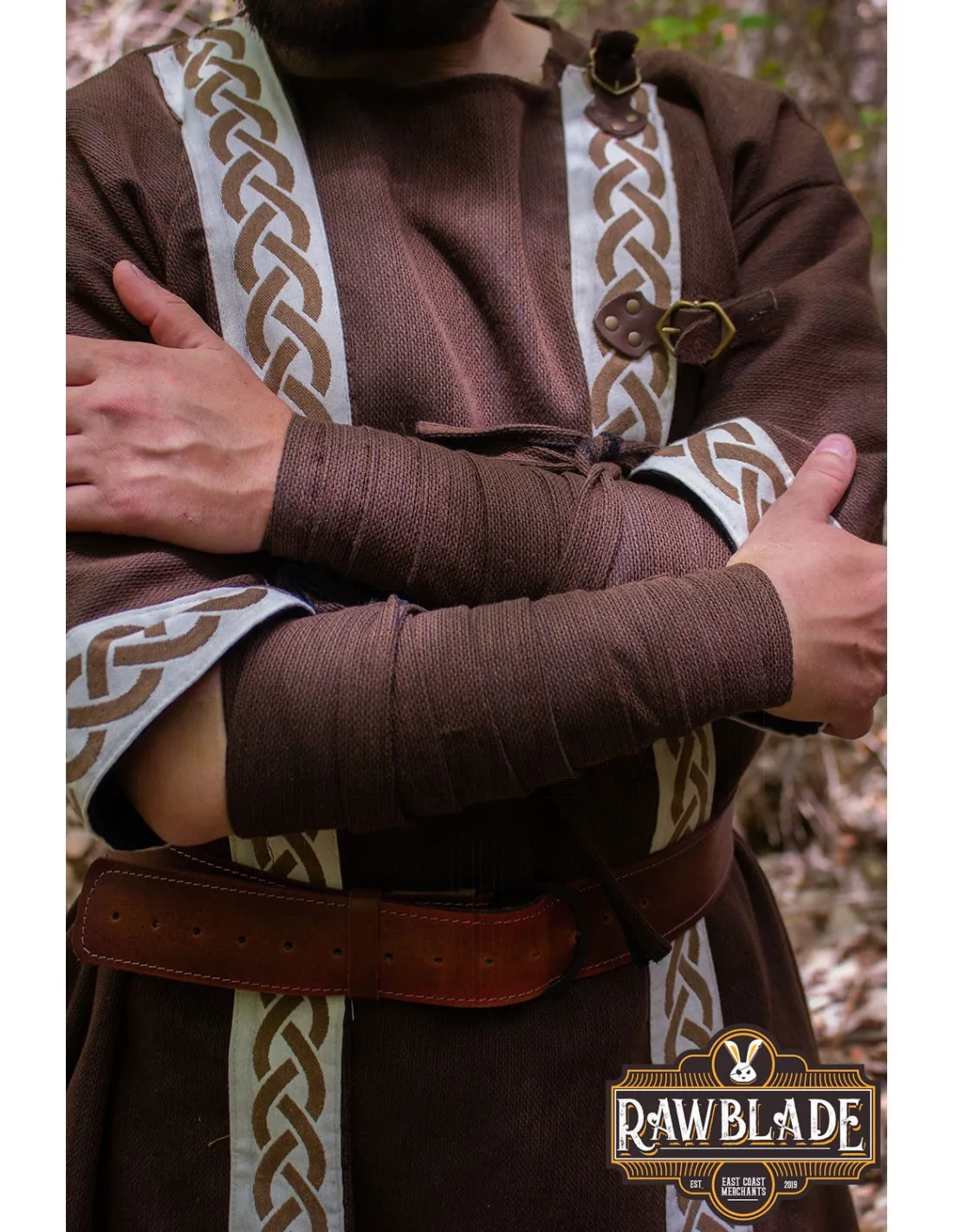 Bracelets d'avant-bras filetés médiévaux Nuada - Marron ⚔️ Boutique Épées
