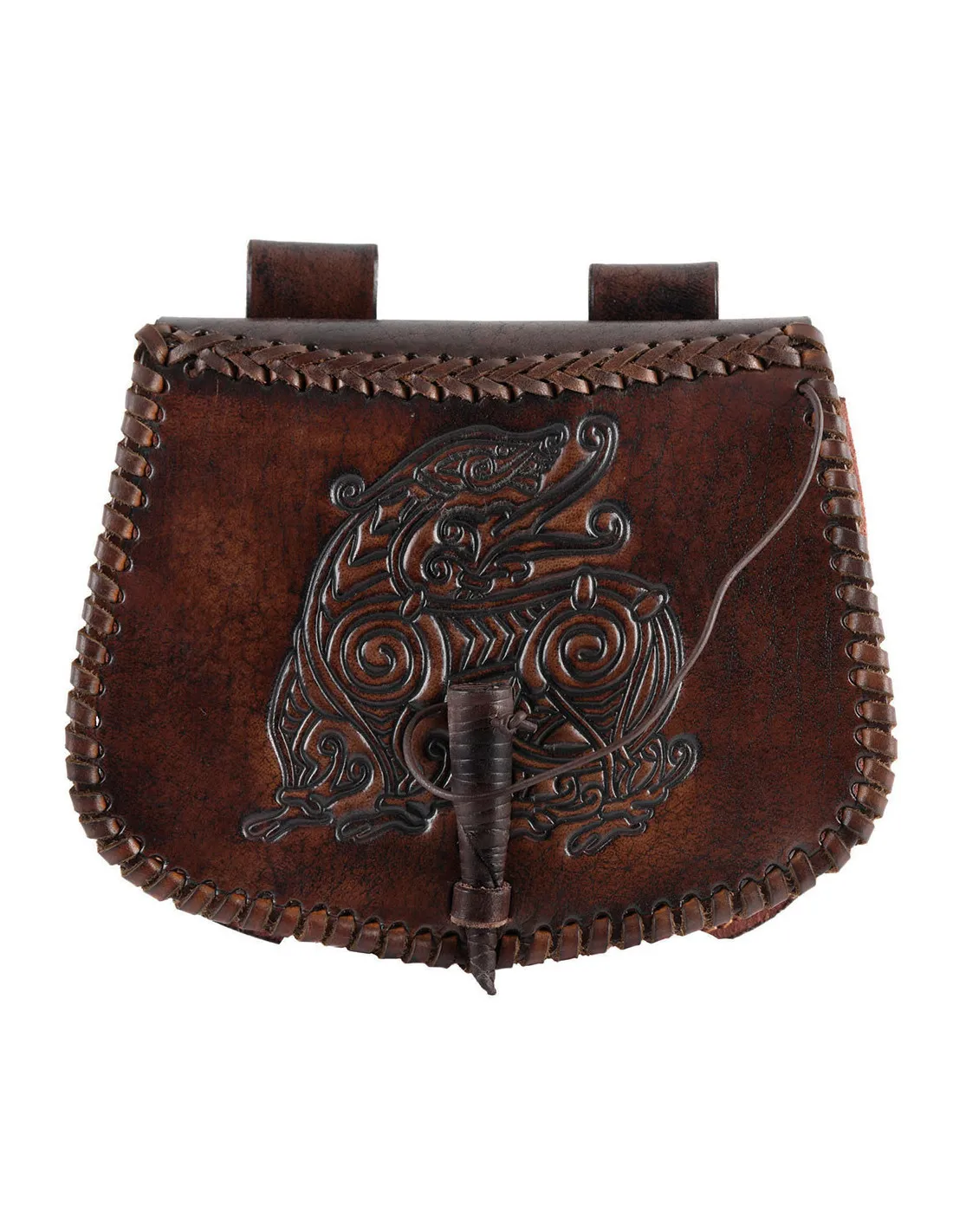 Brown Leather Belt Bag Dragon ⚔️ Sword Shop