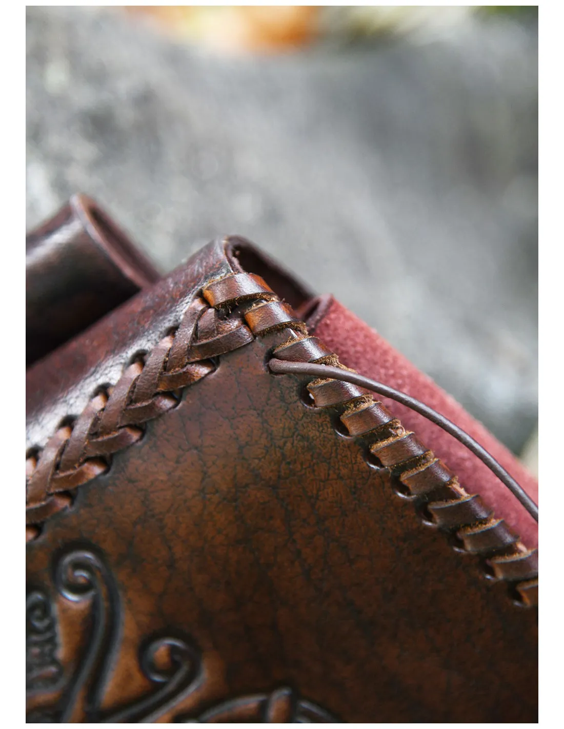 Brown Leather Belt Bag Dragon ⚔️ Sword Shop