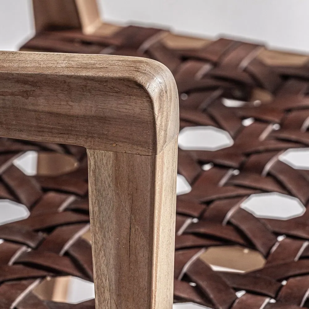 Brown teak wood armchair 62x72x74 cm