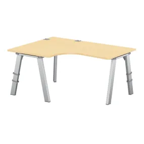 Bureau compact 90° asymétrique Fusion - l. 160 x l. 120 x pr. 80-80 cm - 4 pieds 