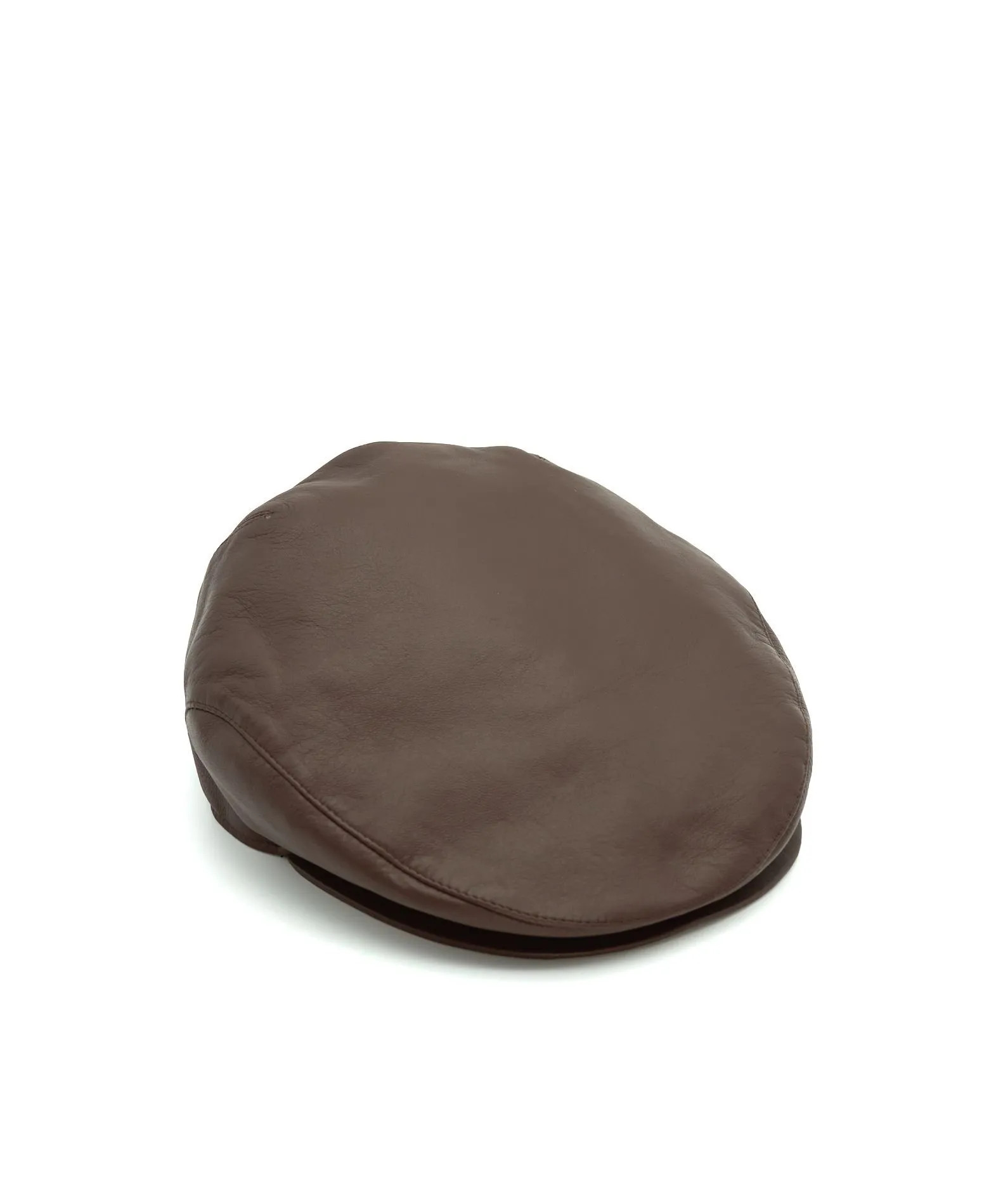 Men's brown leather flat cap with leather visor Palermo