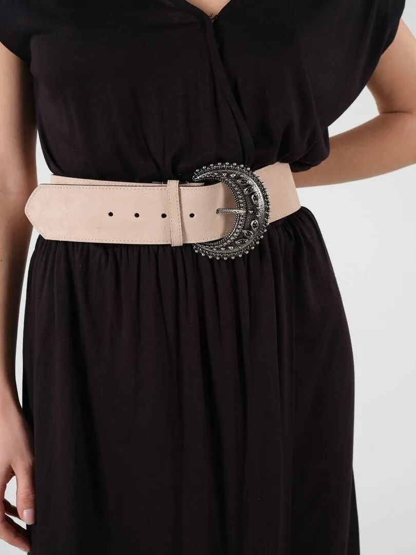 Ceinture en suede à boucle 'Deeluxe' - Rose pâle