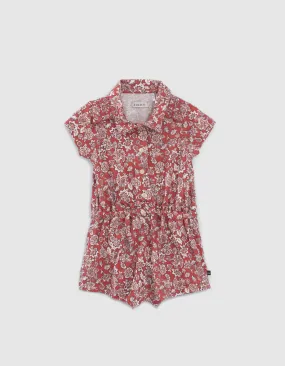 Combi courte rouge imprimé floral bébé fille
