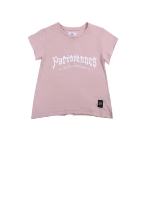 Crop top Parisiennes Women fire effect font stone pink W2630CTS