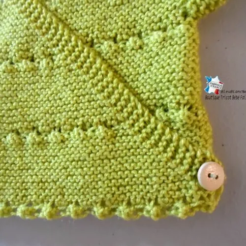 Crossed Newborn Bra, Wrap Style Baby Vest, Lemon Tree Knit Baby Cardigan, Custom Knitted Baby Layette Set in Wool.