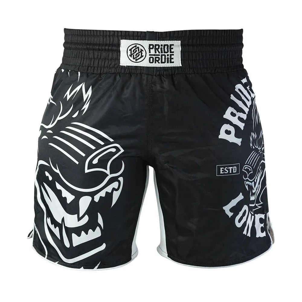 Fightshort Pride Or Die Lone Wolf - Noir → Pride Or Die Lone Wolf Black Fightshort