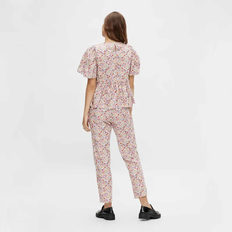 Floral Short Puff Sleeve Women's T-Shirt by PIECES at a deal.