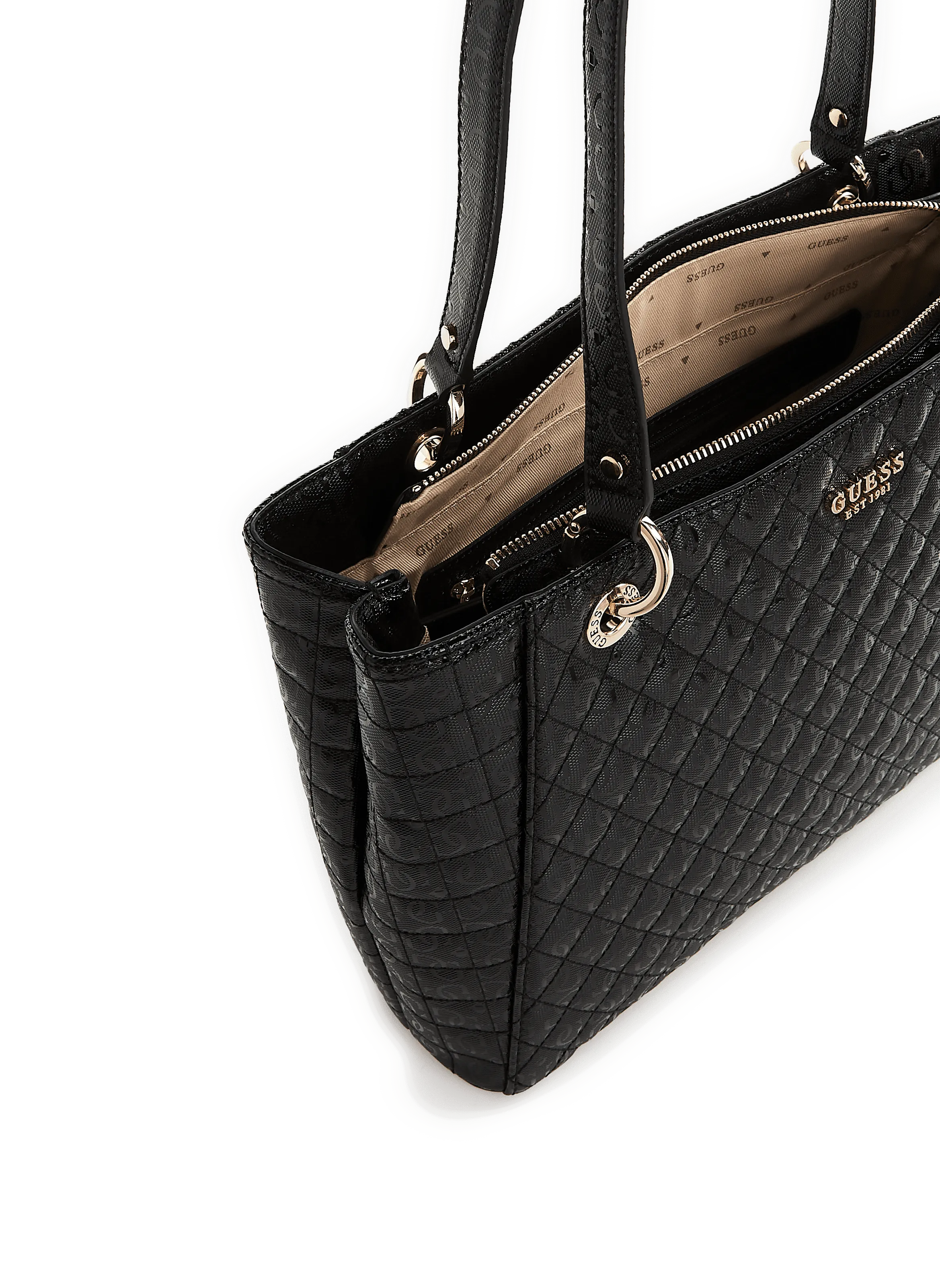 GUESS  Sac cabs matelassé et imprimé  - Noir