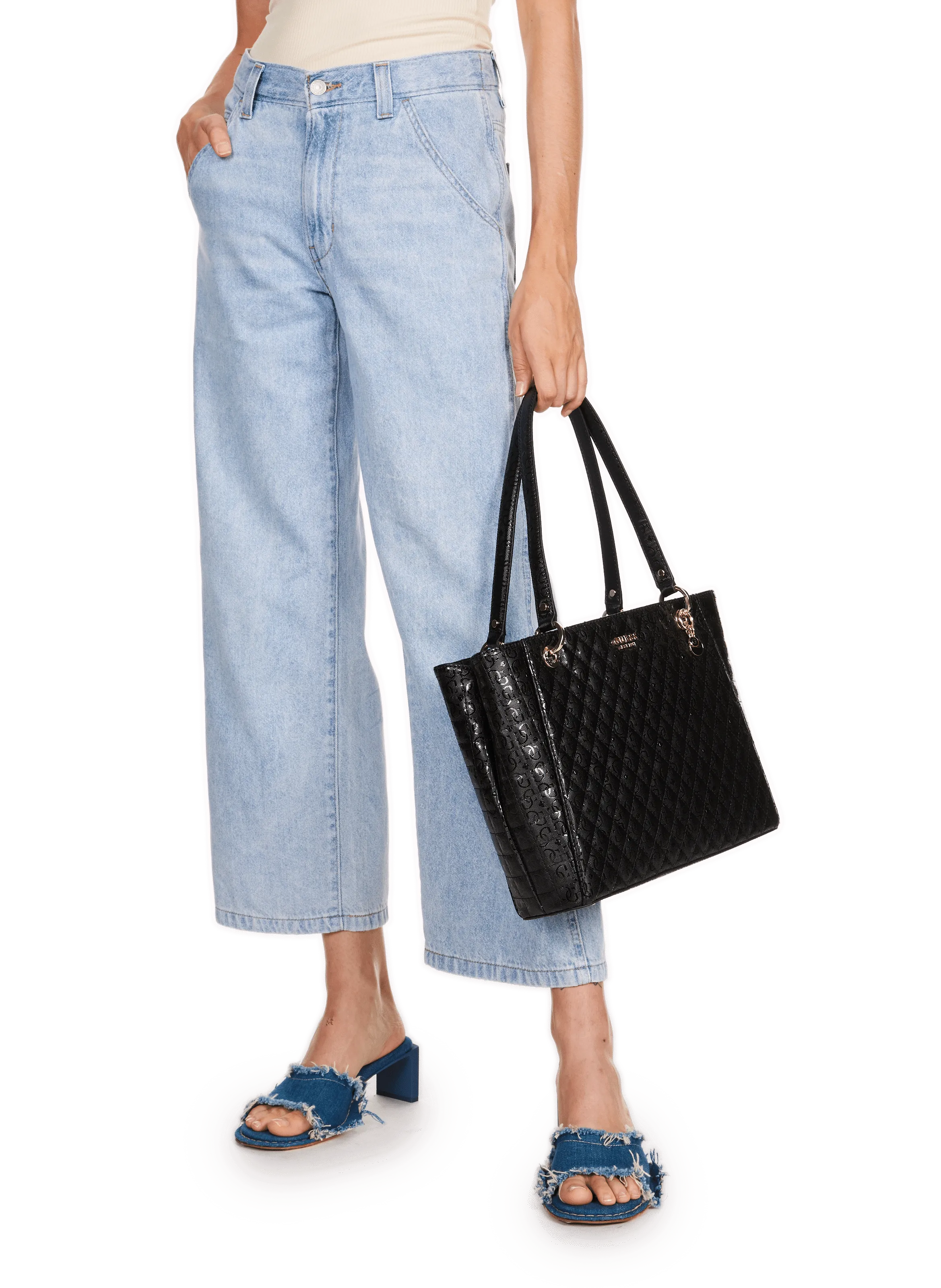 GUESS  Sac cabs matelassé et imprimé  - Noir