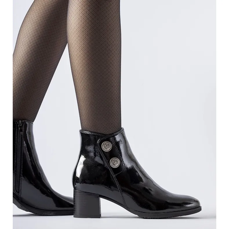 Guido Le Noir Black Patent Low Heel Booties