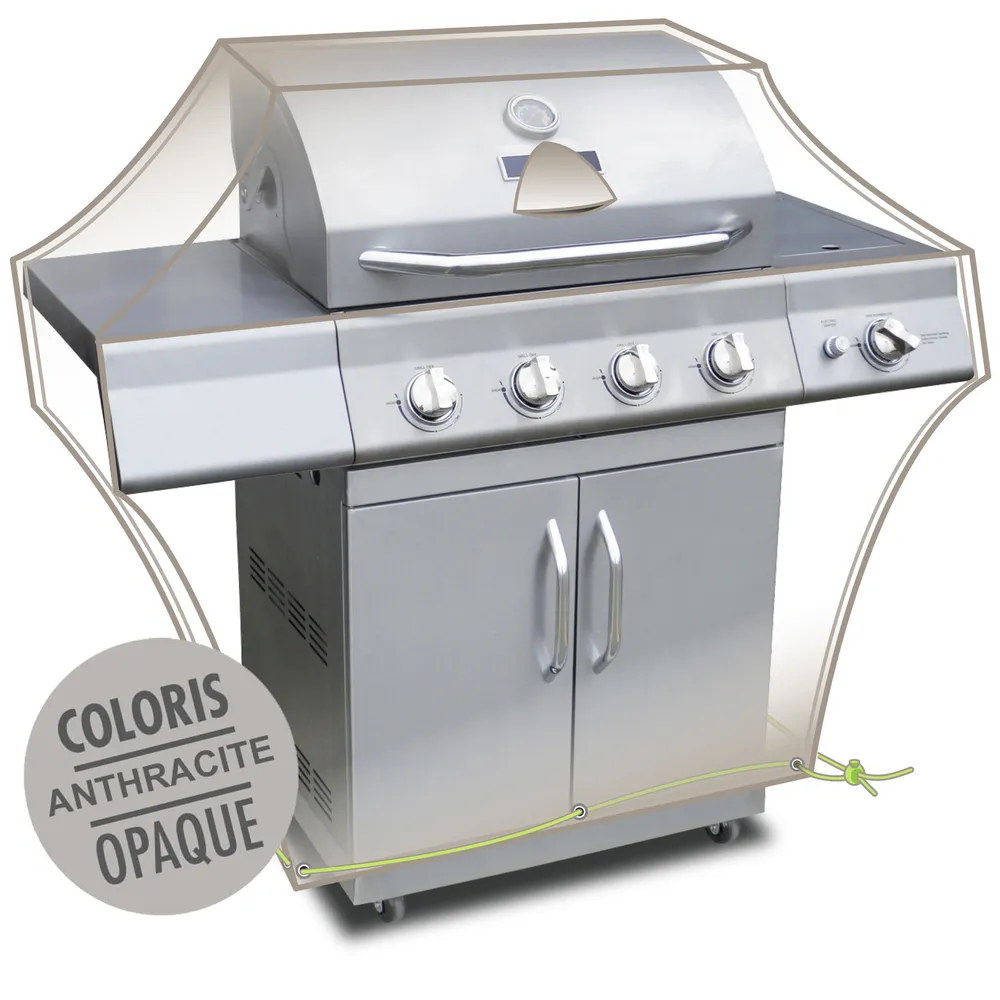 Housse pour grand barbecue en polyester anthracite - 147x80x90 cm