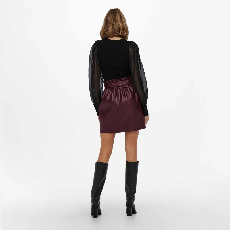 Jupe droite avec ceinture en simili cuir Femme ONLY à prix dégriffé ! 