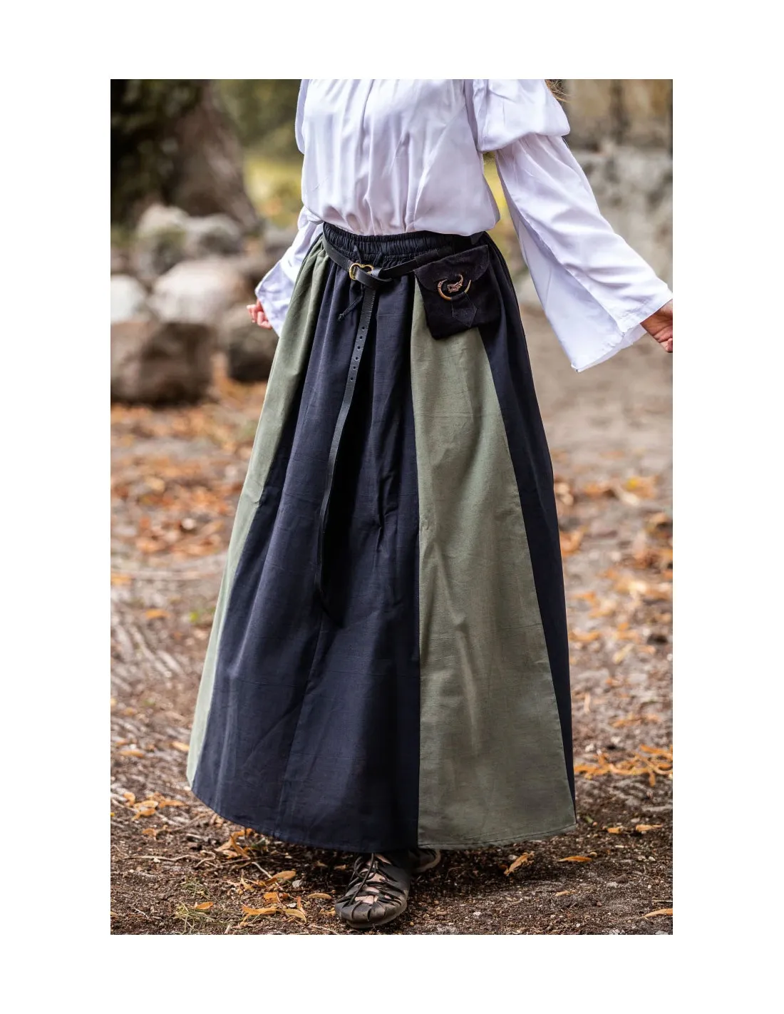 Jupe médiévale modèle Diana, noir-vert ⚔️ Boutique Épées