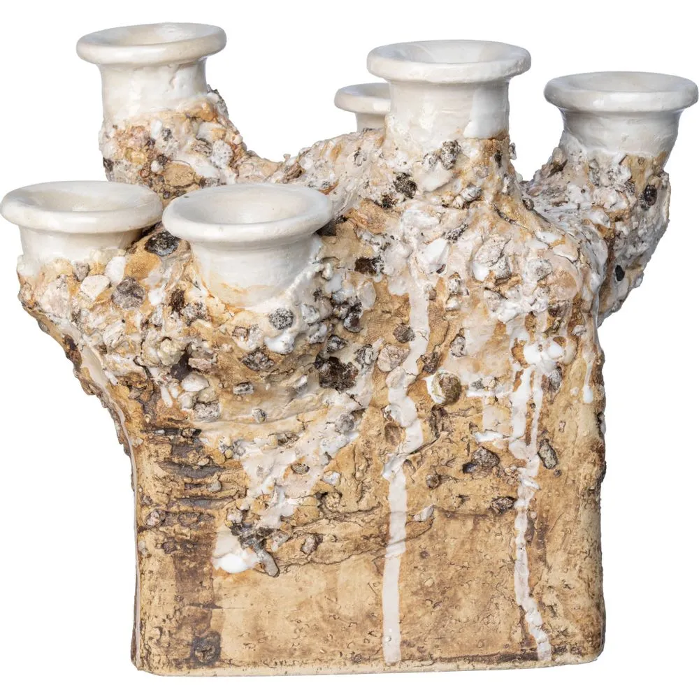 Kaamoskivi candle holder six branches white