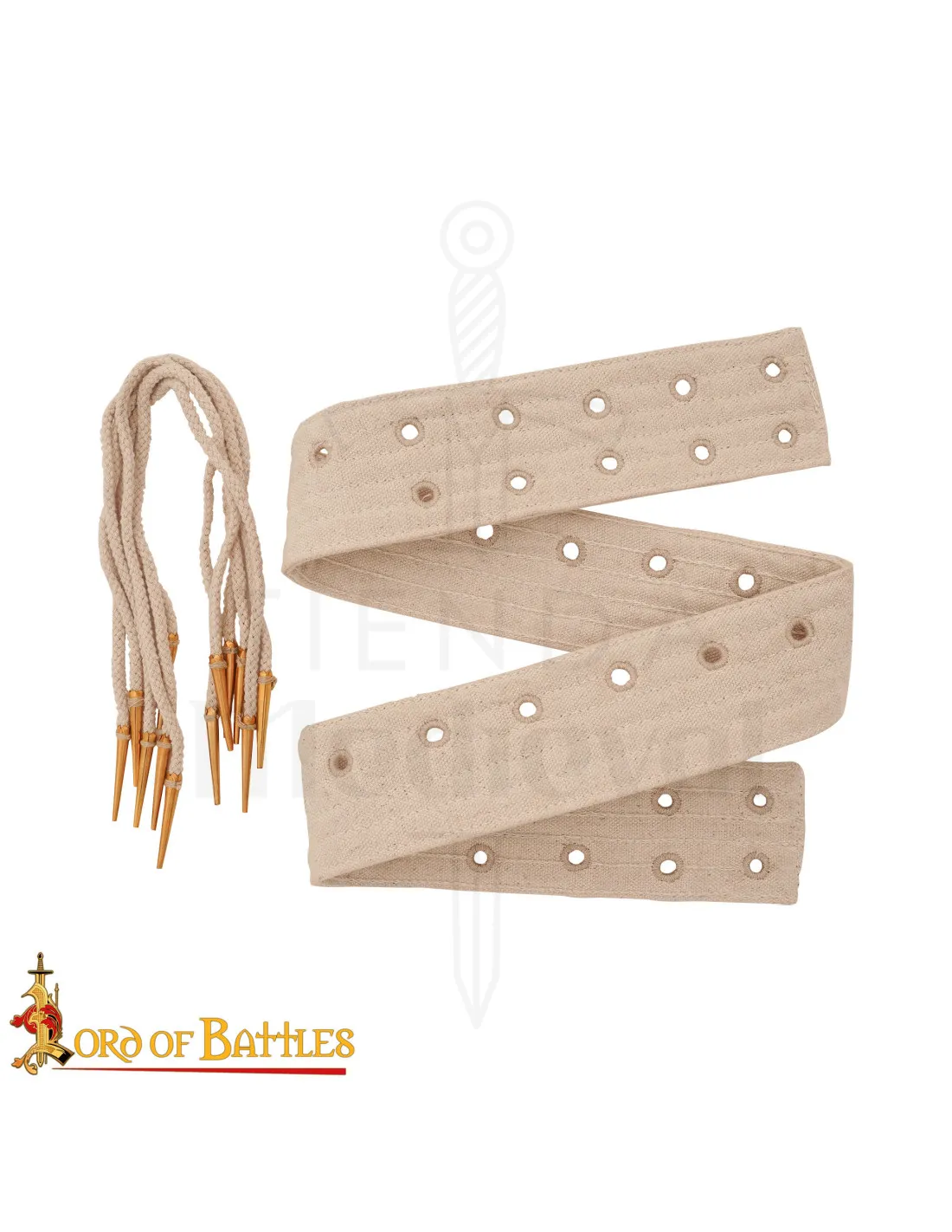 Medieval Padded Belt with Lacing, Natural Color ⚔️ Sword Shop