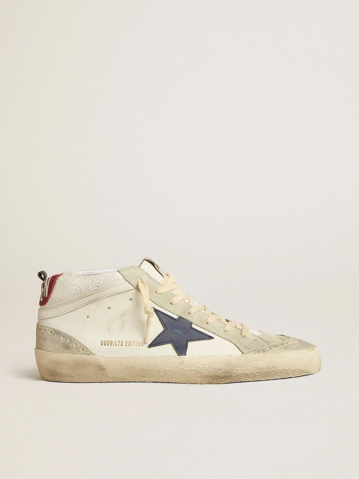 Mid Star LTD blue leather star comma white nappa leather | Golden Goose.