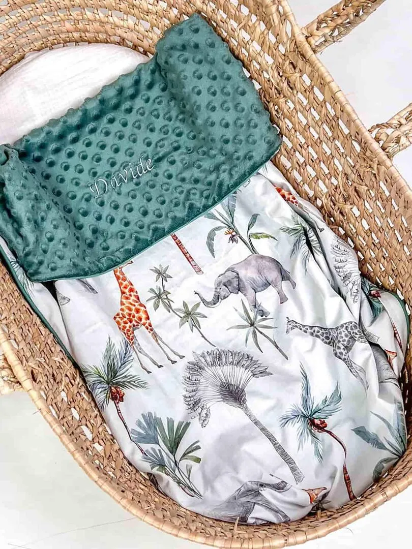 Minky blanket, Safari - Green