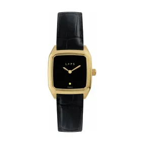 Montre noire en cuir et cadran doréPrima Oria