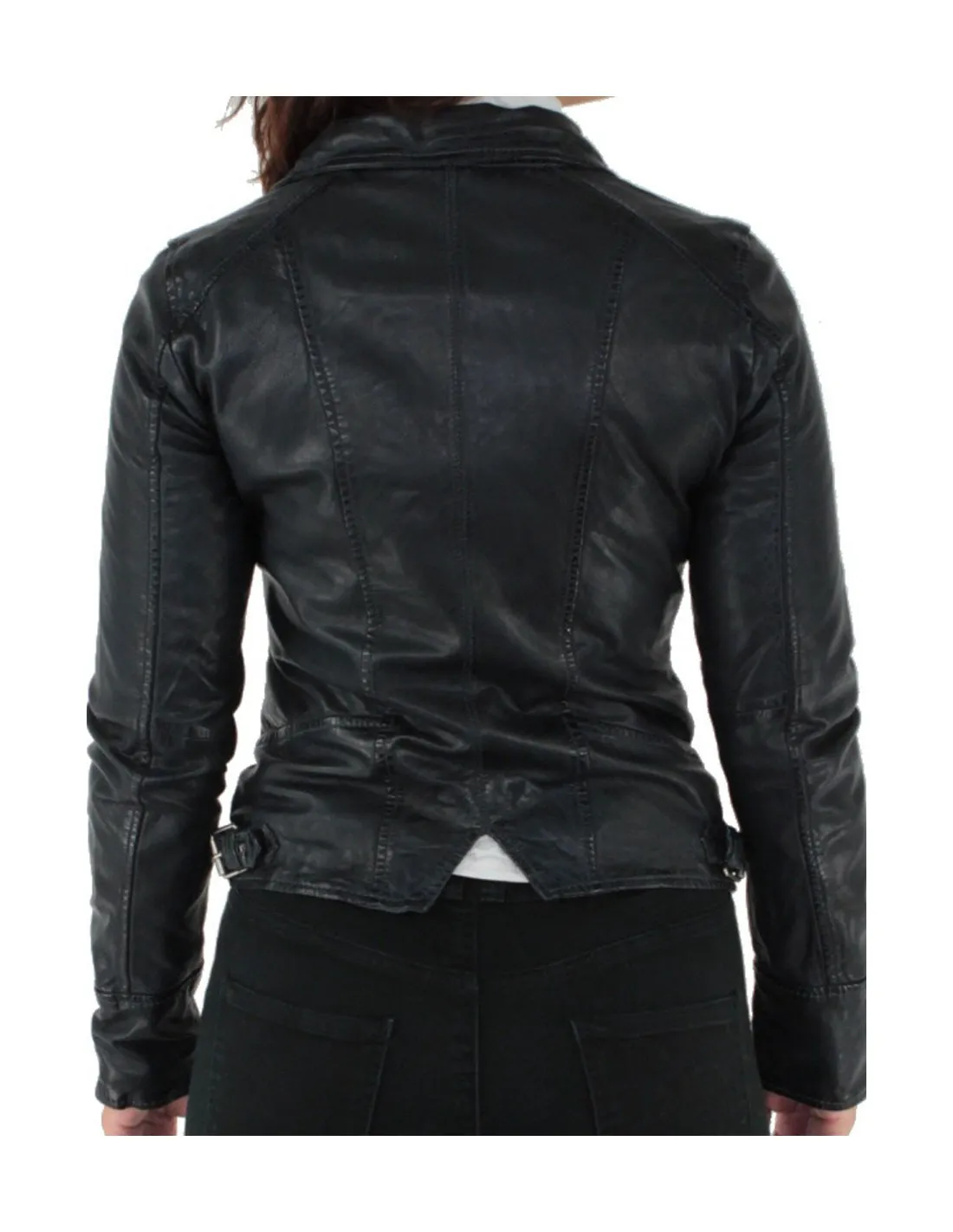 Oakwood Camera Leather Jacket Navy Blue - ref_35282