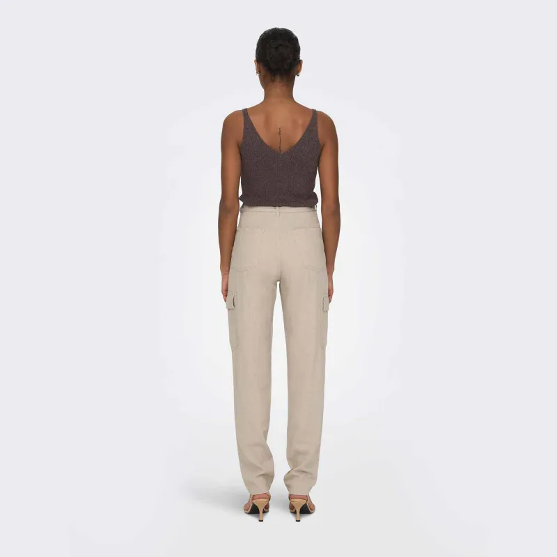 ONLY Women's Straight Leg Cargo Pants in Solid Color with Belt, Pockets, and Affordable Price