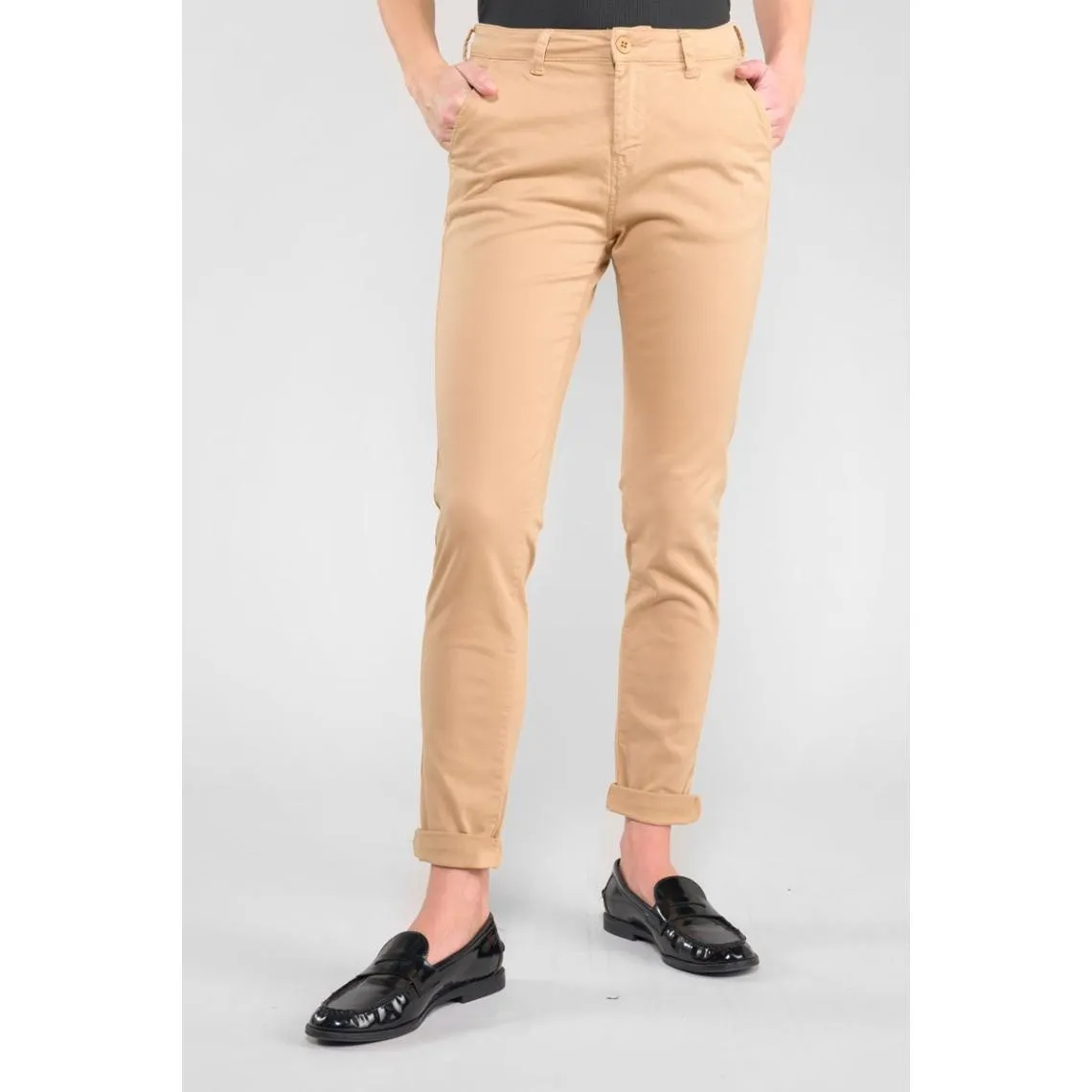 Pantalon chino DYLI 6 beige Hana en coton | 3 Suisses