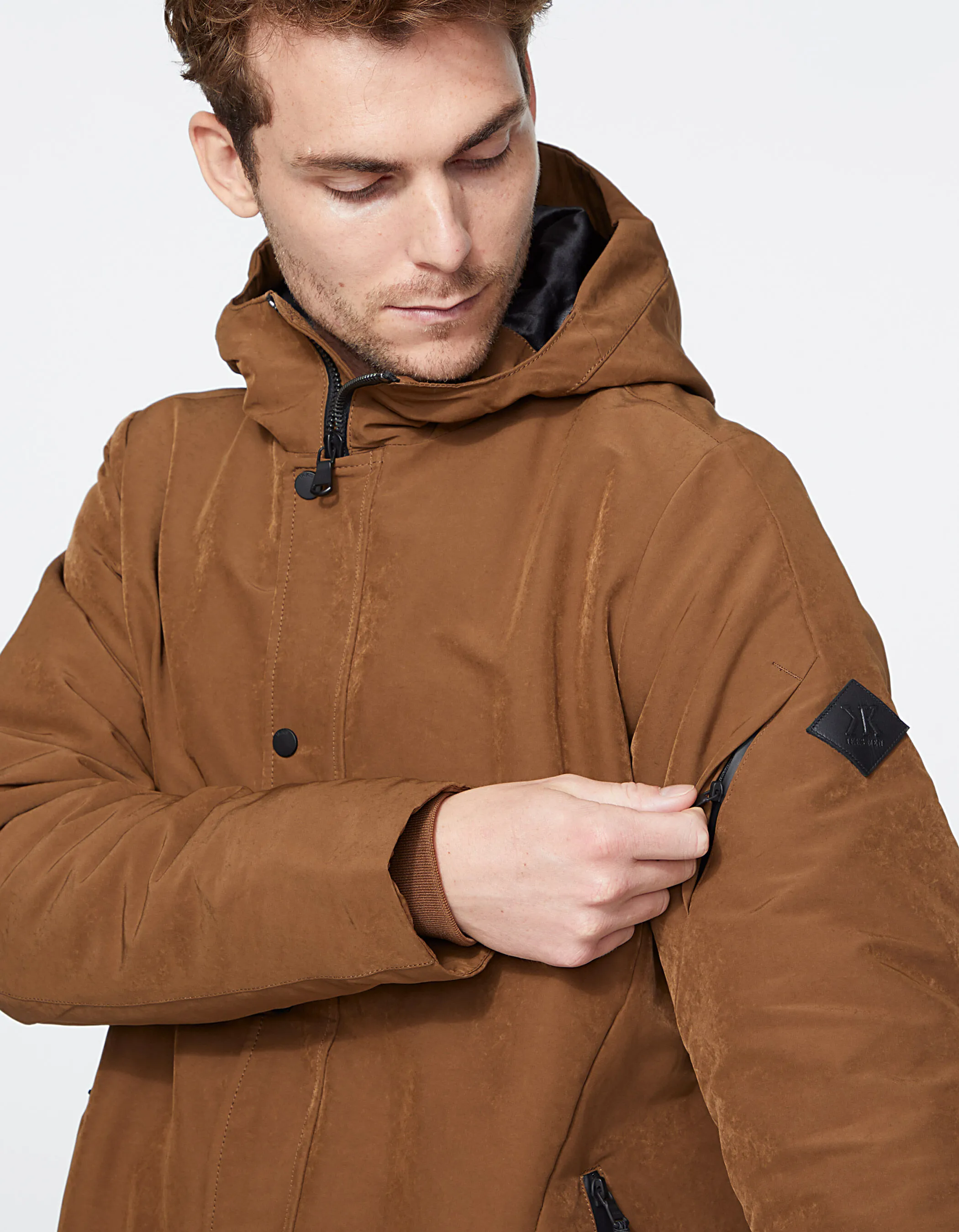Parka cognac à capuche Homme