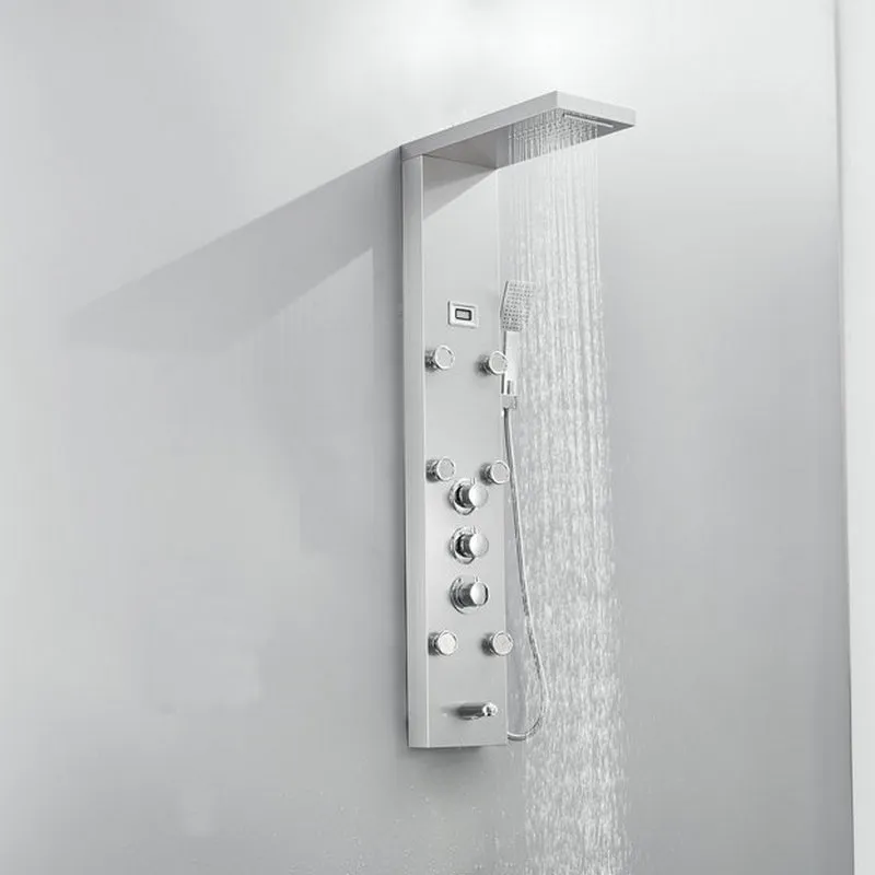 Paroi de douche thermostatique en acier inox à affichage numérique LED