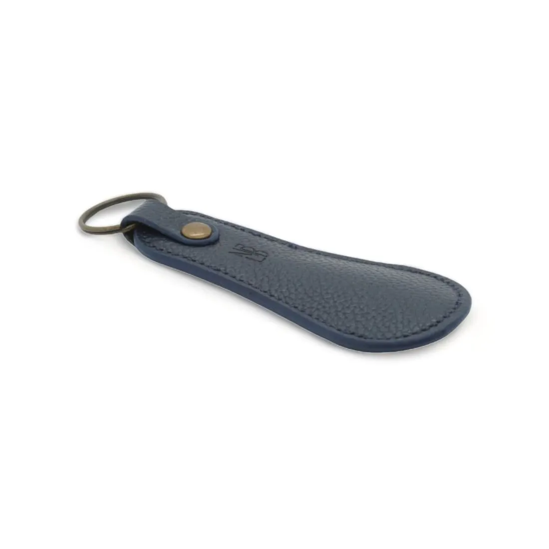 Petit chausse-pied porte-clé en cuir grainé Bleu Marine