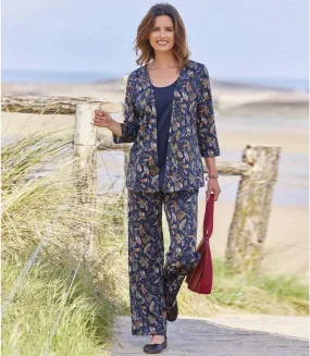 Printed Leaf Pattern Relaxing Stretch Set.