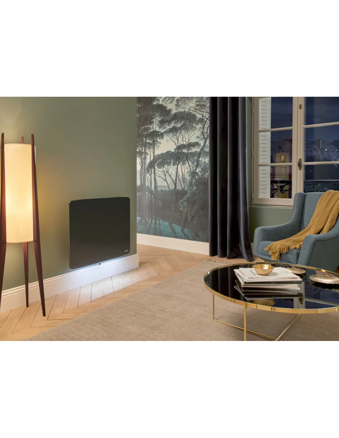 Radiateur verre connecté Verali horizontal 1000W noir brillant ATLANTIC 507659