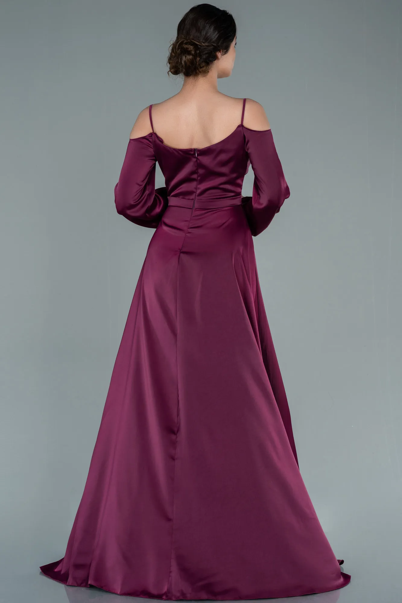 Robe de Soirée Longue Satin Noir ABU2339