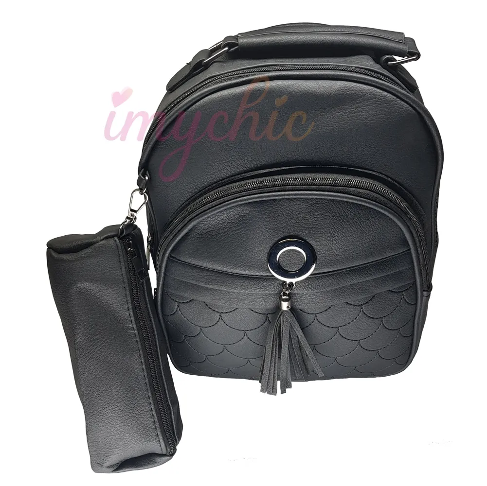 Sac a Dos Avec Trousse en Cuir Turc Style Noir M171
