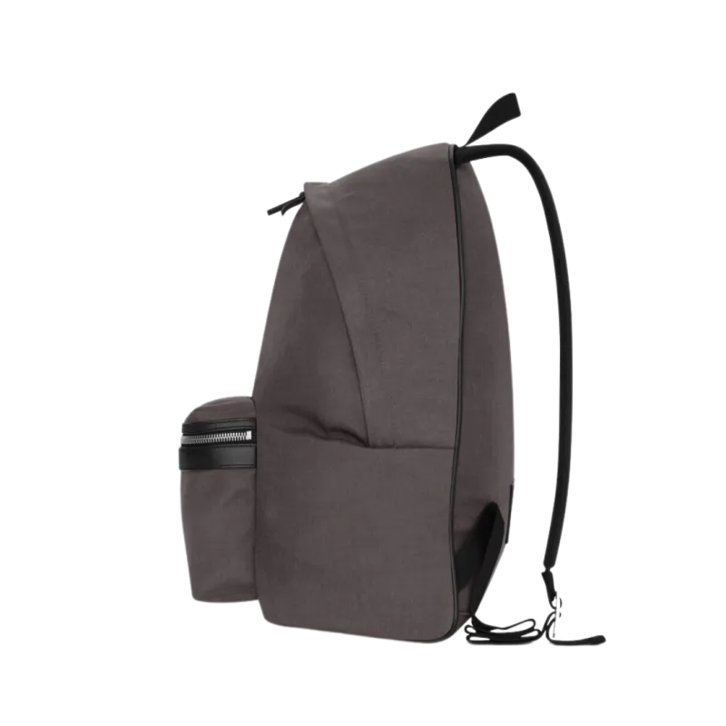 Sac à dos City toile gris ardoise cuir plaque métal