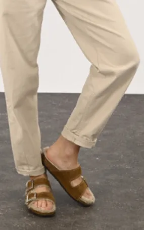 Brown Shearling Lined Leather and Sheepskin Sandals by La Canadienne