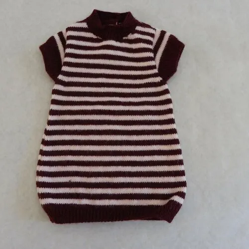 Short sleeve pink and maroon striped dress size 6 months